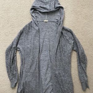 Anthropologie Soft Grey Hooded Cardigan